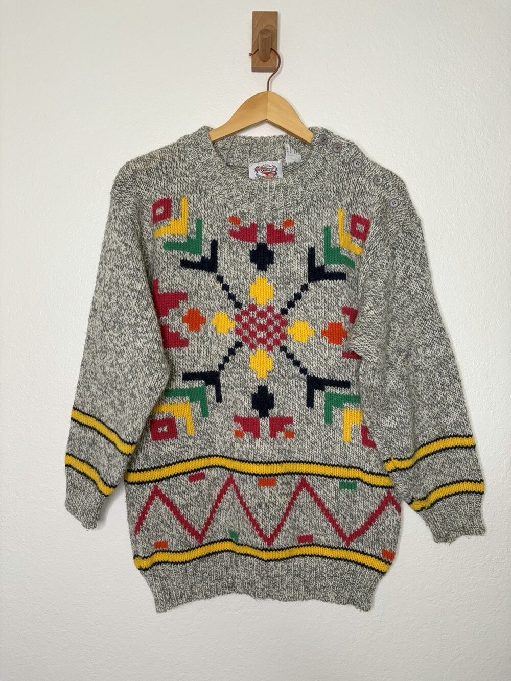Vintage Striped by Tomboy Women's Chunky Knit Wool Blend Sweater Size Medium